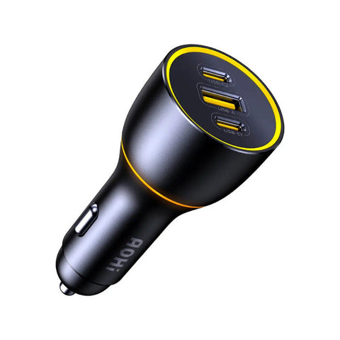 AOHI SuperAuto 170W GaN Car Charger PD3.1 Fast Charging 2 USB-C 1 USB-A Black