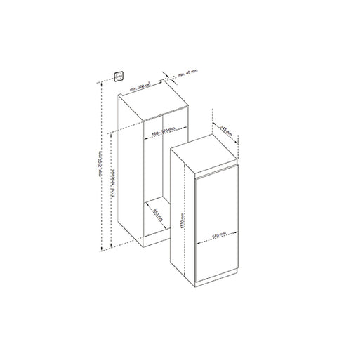 Algor Built-In Vertical Freezer with No Frost, Touch Control & Reversible Door - White (IRADCVACSTINF360)