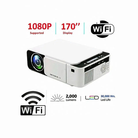 Full HD Smart Projector with 1080p Support, Wireless Screen Mirroring & 170-Inch Display