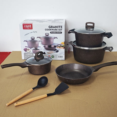 OSFE Granite Cookware Set 11 pcs - Brown