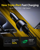 AOHI SuperAuto 170W GaN Car Charger PD3.1 Fast Charging 2 USB-C 1 USB-A Black