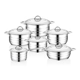OMS Stainless Steel Cookware - Set Of 12 Pcs