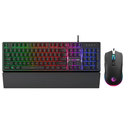 Rampage FORTUNA KM-RX7 Keyboard and Mouse Combo - US Layout USB 6400 DPI - Black