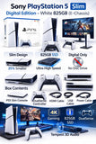 Sony PlayStation 5 Slim Digital Edition – White 825GB (E-Chassis) Bundle with DOBE Charging Dock For PS5 Wireless Controller Charger- TP5-0506