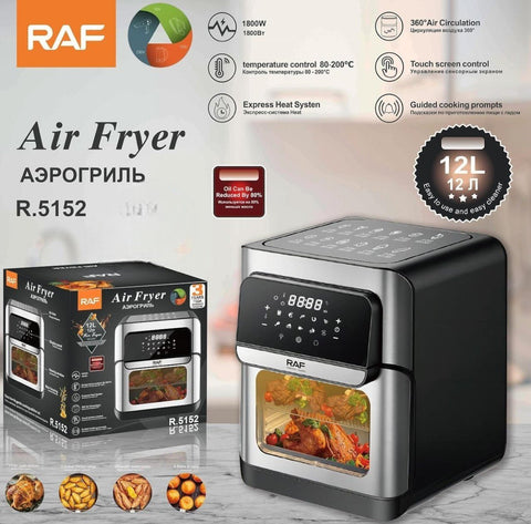 RAF 12L Digital Air Fryer Oven with Rotisserie, 1800W Power, Touchscreen Control & 360° Hot Air Circulation – R.5152