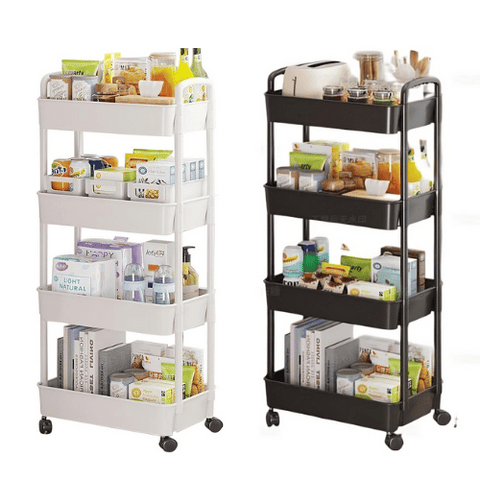 Khamsan K1395 4-Tier Utility Cart With Handle, Multi-Functional Storage Trolley