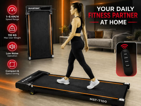 Maston Walking Pad & Running Treadmill, Incline Feature, 2.5 HP Motor, 6km/h Max Speed, 110Kg Capacity