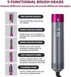 5 In 1 Hair Rotating Hair Dryer Hair Straightener Comb Curling Brush 5 interchangeable barrels