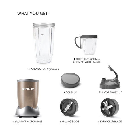 Nutribullet, Blender 10-Piece Set 900 Watts 900ml, Champagne – NB9-1012