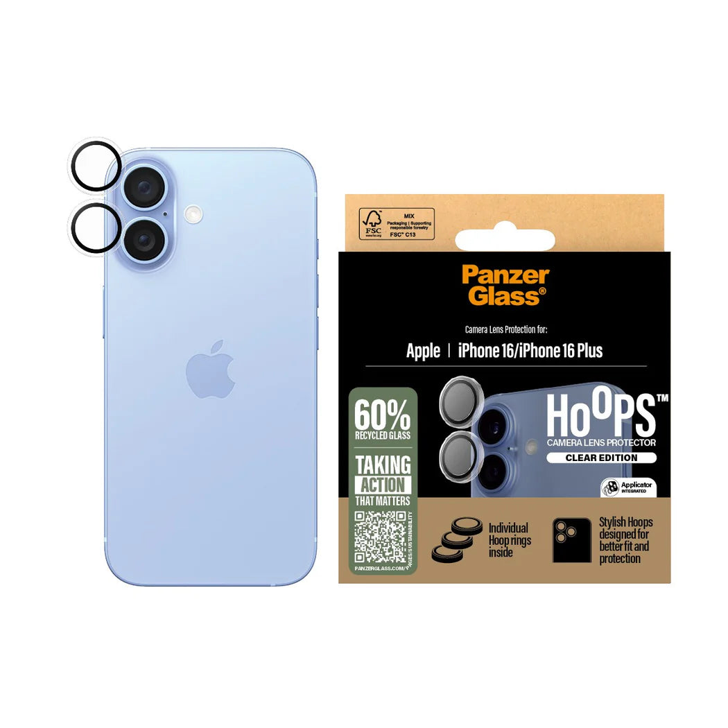 PanzerGlass® 1285, Hoops™ Transparent Lens Protector iPhone 16 | iPhone 16 Plus | Rings PanzerGlass® 1285, Hoops™ Transparent Lens Protector iPhone 16 | iPhone 16 Plus | Rings