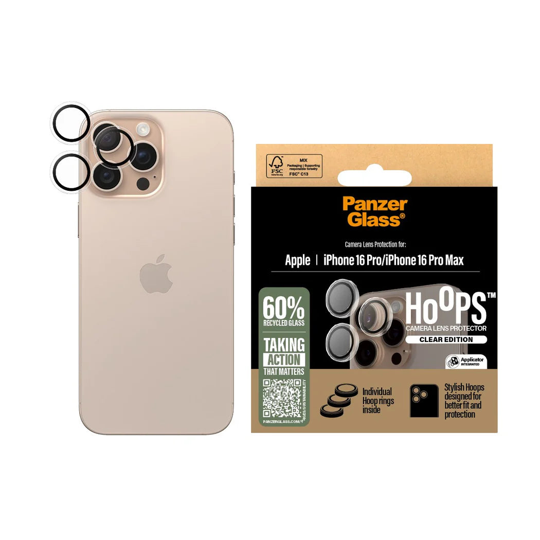 PanzerGlass® 1286, Hoops™ Transparent Lens Protector iPhone 16 Pro | iPhone 16 Pro Max | Rings PanzerGlass® 1286, Hoops™ Transparent Lens Protector iPhone 16 Pro | iPhone 16 Pro Max | Rings