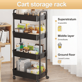 Khamsan K1395 4-Tier Utility Cart With Handle, Multi-Functional Storage Trolley