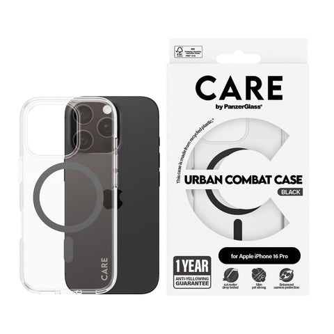 جراب CARE by PanzerGlass® الرائد باللون الأسود MagSafe لهاتف iPhone 16 Pro