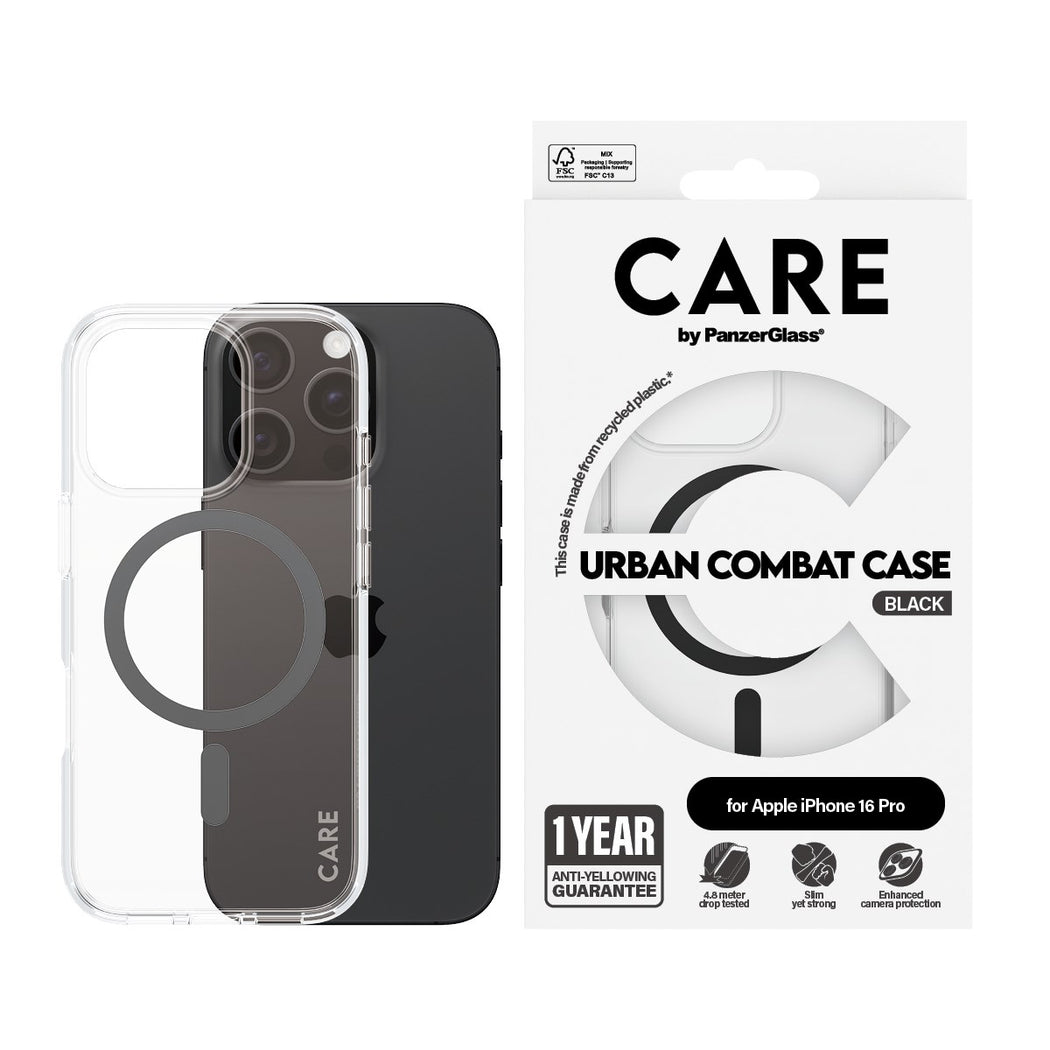 جراب CARE by PanzerGlass® الرائد باللون الأسود MagSafe لهاتف iPhone 16 Pro جراب CARE by PanzerGlass® الرائد باللون الأسود MagSafe لهاتف iPhone 16 Pro