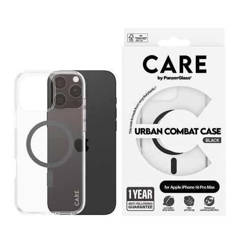 جراب CARE by PanzerGlass® الرائد باللون الأسود MagSafe لهاتف iPhone 16 Pro Max