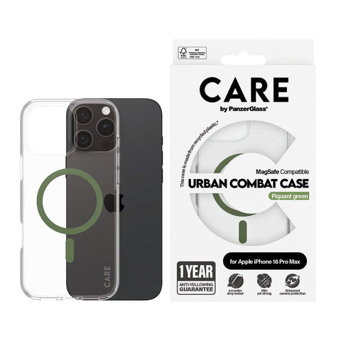جراب CARE by PanzerGlass® الرائد باللون الأخضر MagSafe لهاتف iPhone 16 Pro Max