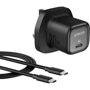 Anker Zolo Charger 20W GaN, USB PD (Power Delivery) with USB C Cable - Black