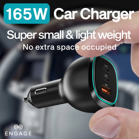 Engage, 3 Port USB-C Car Charger (165W)