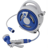 15M Portable Wall-Mountable Garden Hose Reel with 8-Pattern Spray Gun - Blue