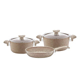 OMS Non Stick Granite Cookware - Set of 5 Pcs - Brown