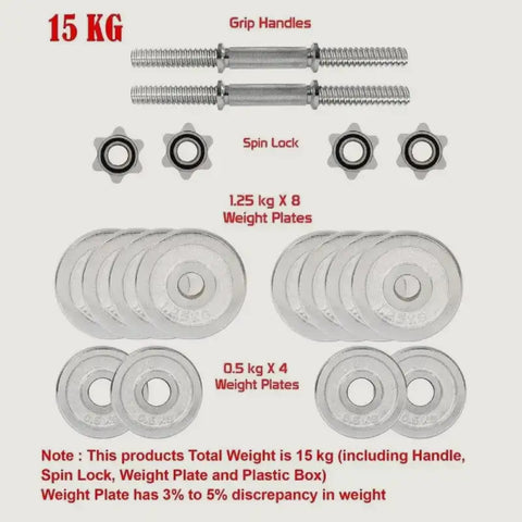 15KG Adjustable Chrome Dumbbell Weight Set with Carrying Case