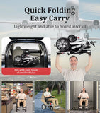 Lightweight Folding Electric Wheelchair with Dual Motor, Compact - 130kg Load Capacity