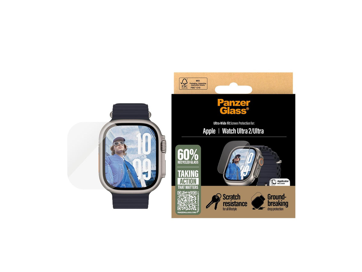 PanzerGlass® Screen Protector Apple Watch Ultra | pple Watch Ultra 2 | Ultra-Wide Fit, Clear Flat Screen