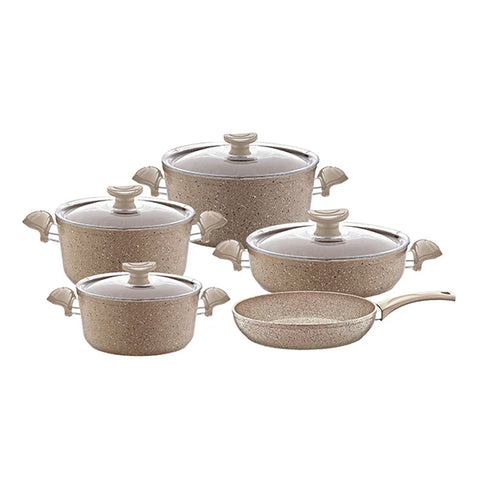 OMS Cookstone Granite 2.8mm Cookware - Set Of 9 pcs