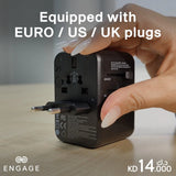 إنجيج، محول السفر العالمي مع 3 منافذ PD (65 واط)