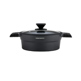 Daewoo 28 cm Shallow Granite Casserole with Lid - Black/Gray