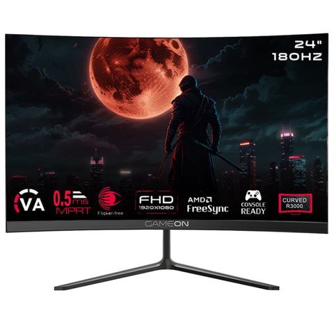 GAMEON GOC24F180VA 24" FHD, 180 Hz, MPRT 0.5 ms, HDMI 2.1, VA PANEL Curved Gaming Monitor(Support PS5)