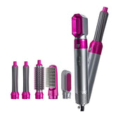 5 In 1 Hair Rotating Hair Dryer Hair Straightener Comb Curling Brush 5 interchangeable barrels