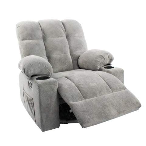 Black Bull Premium Sofa Swivel Rocker Recliner Size (H:101 W: 89.5 cm)- Fabric Light Grey