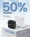 AOHI Magcube 67W Dual-Port GaN Charger Foldable PD Fast Charging USB-C USB-A Yellow Black