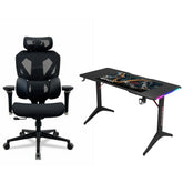 Sades Phoenix Adjustable Mesh Gaming Chair with Gamax RGB Carbon Fiber Gaming Desk