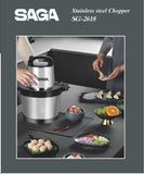Saga 8L Food Chopper with 4 Stainless Steel Blades & 2-Speed Control - SG-2618