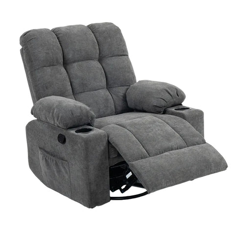 Black Bull Premium Sofa Swivel Rocker Recliner Size (H:101 W: 89.5 cm)- Fabric Dark Grey (Free Delivery and Installation)