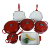 OSFE 11 PCS Enameled Cast Iron Cookware Set (24, 26, 30, 19cm) Pots, (33, 26,25 cm) Pans - Red
