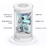 Gaming PC AMD Ryzen 7 7800X3D, RTX 5070, 32GB DDR5, 2TB NVMe - White Build