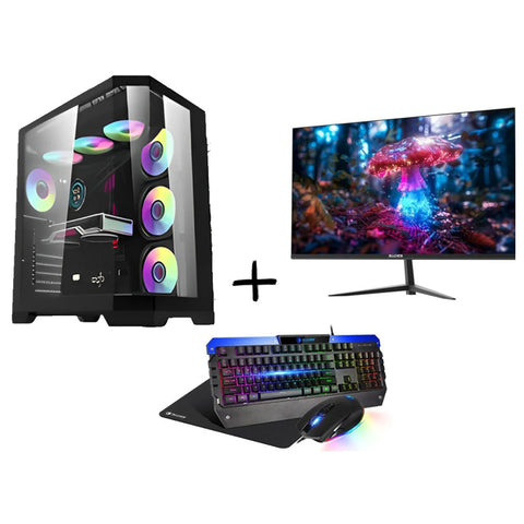 PC Bundle: PC Gaming i5-12400F/RTX 3050/16GB DDR4/1TB with Sades Russula /24" FHD/ HDMI 2.1/ 1ms/120Hz/IPS/Flat Monitor & Sades Battle Ram Keyboard/Mouse/Mousepad