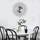 Modern Decorative Sunburst Wall Clock with Crystal Accents, Bold Numerals & Silent Quartz Sweep Movement
