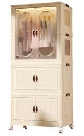 Home Kid Clothes Toy Organizer Folding Plastic Storage box Cabinet(with 10pcs hanger)size 66*43*143cm