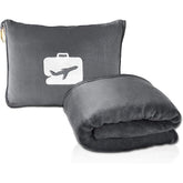 2-in-1 Portable Convertible Soft Blanket & Pillow Bag with Backpack Clip for Travel