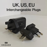 Engage, Dual Port GaN II Fast Adapter/Charger (30W) with Interchangeable Adapter