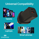 Engage, Dual Port Quick Power Adapter/Charger (33W) – Black