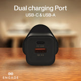 Engage, Dual Port Quick Power Adapter/Charger (33W) – Black
