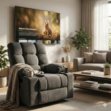 Black Bull Premium Sofa Swivel Rocker Recliner Size (H:101 W: 89.5 cm)- Fabric Dark Grey (Free Delivery and Installation)