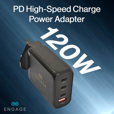 Engage, 4-Port GaN Travel Charger/Adapter (120W)