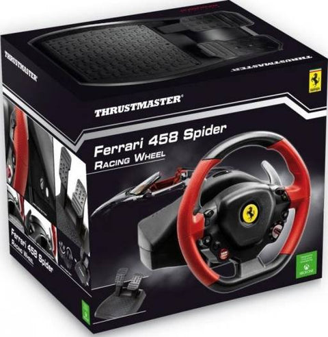Thrustmaster Ferrari 458 Spider Racing Wheel, Kinect Detection LED, Adjustable Wheel Sensitivity, Central Clamping System, Xbox One, Red | TM-WHL-FRARI458-SPDR
