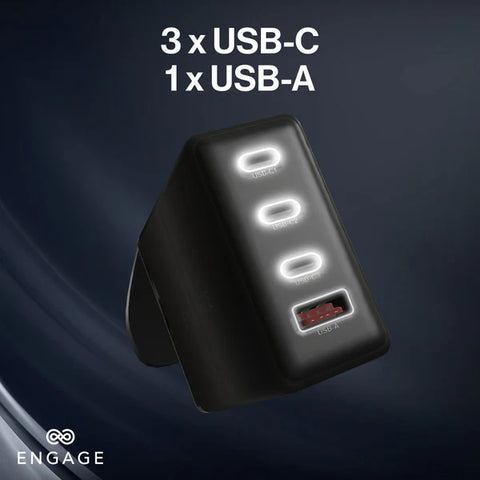 Engage, Power Adapter with Interchangeable UK/EU Plug & 4 Ports (100W)